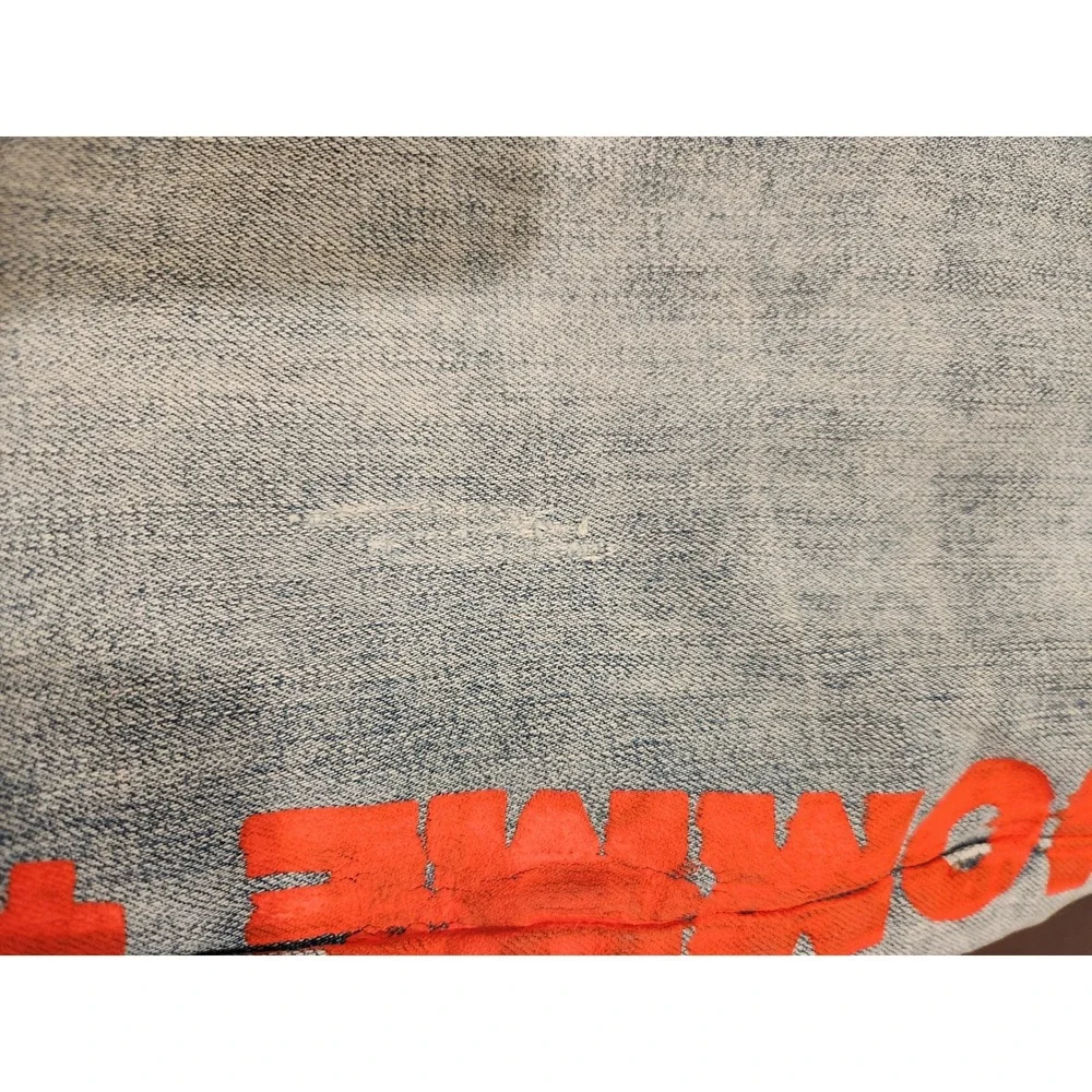 HOMME + FEMME Red Stripe Jeans Size 32 Logo Denim‎ Ankle Zip Distressed YKK